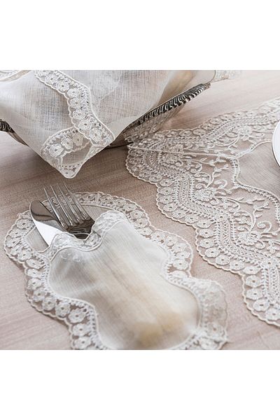 Gül Güler Daisy Boned Lace Bread Basket Cover