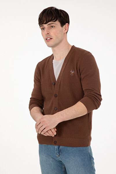 U.S. Polo Assn. Erkek Kahverengi Basic Triko Hırka 50288878-VR158