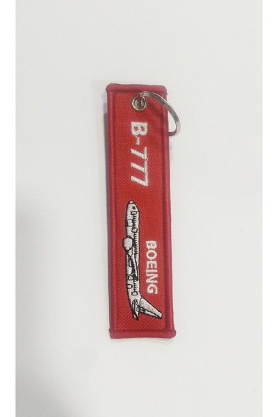 Havacı Uçuş Dünyası B777 Uçak ve Remove Before Flight Nakışlı Bez Anahtarlık