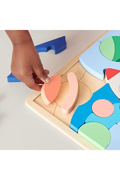 FISHER PRICE Fisher-Price Ahşap Uzay Yapboz Okul öncesi çağdaki çocuklar için 42 ahşap parçadan oluşan HXY42