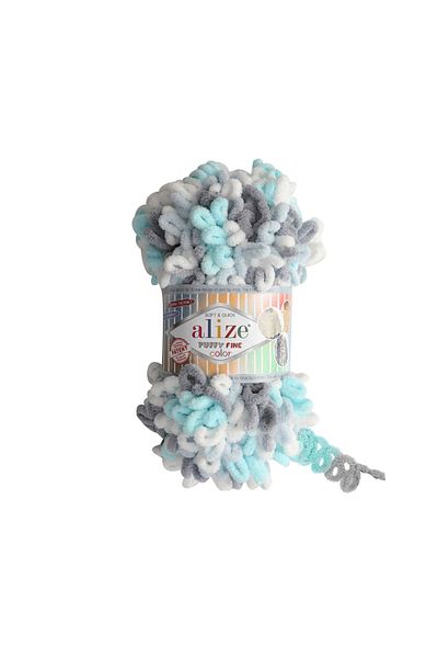 Alize Puffy Fine Color 5939 - Pachet de 5 cu buclă mică 5x100 Gr.