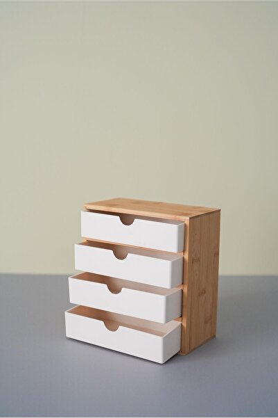 Hayveys Organizator de accesorii de machiaj cu 4 sertare din bambus