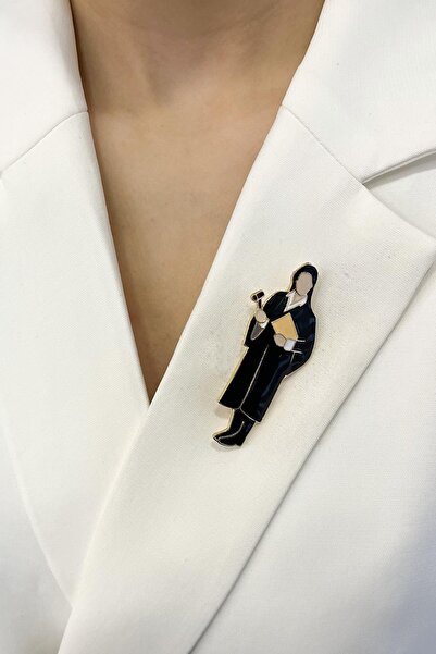 Modex Siyah Mineli Hakime Meslek Broş (6cm)