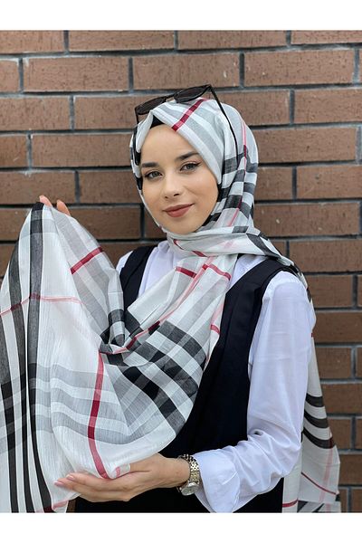 Sima White Sima Brbry Plaid Shawl