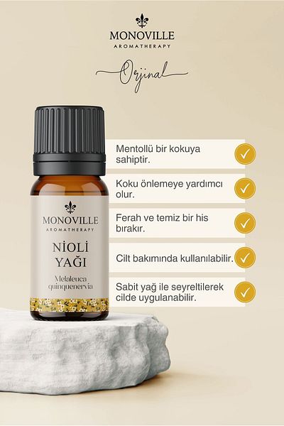 Monoville Nioli, Lavender and Tea Tree Oil - 10 ml each, Set of 3 100% Pure and Natural