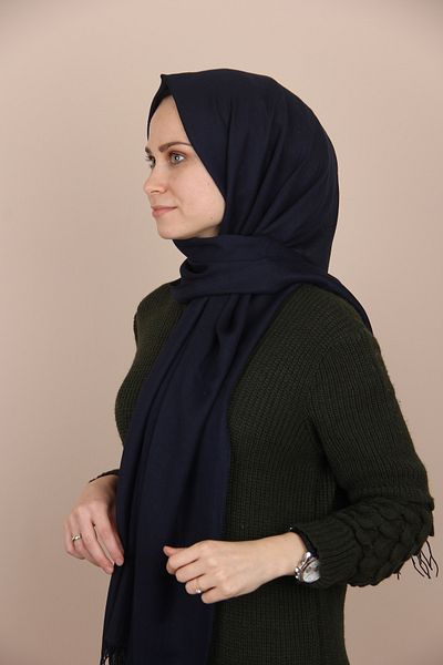 Sima شال الباشمينا باللون الأزرق الداكن
