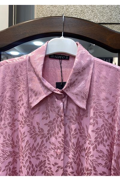 PERA MODA Cămașă lungă și elegantă pentru femei, jacquard, fără aspect