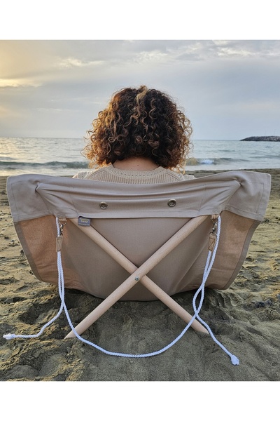 Kostüm Sarayı Askılı Katlanabilir Portatif Şezlong Bej Rengi | Sırt Dayanaklı...