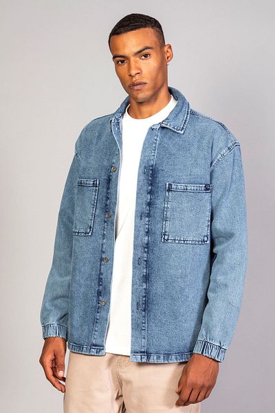 LTC Jeans Ανδρικό πουκάμισο μοντέλο Oversize Τζιν γαλάζιο μπουφάν