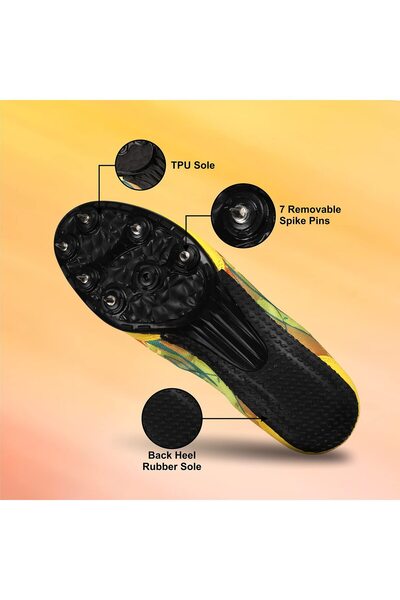 Nivia Zion 1.0 Running Spike Shoes | Yellow | Size: Uk 9/us 10/eu 43 | Running Spike Shoe