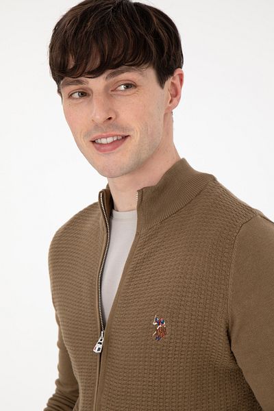 U.S. Polo Assn. Men's Khaki Basic Knitwear Cardigan 50288871 -Vr027