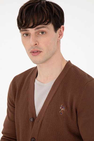 U.S. Polo Assn. Men's Brown Basic Knitwear Cardigan 50288878 -Vr158