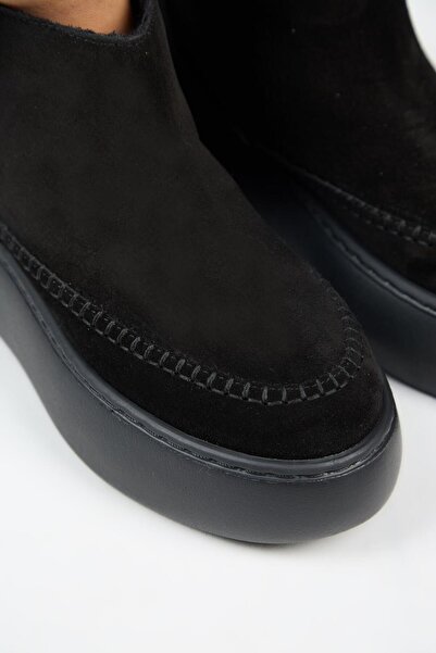 Manijero (Carolina) Kadın Hakiki Deri İçi Kürklü Mini Siyah Bot