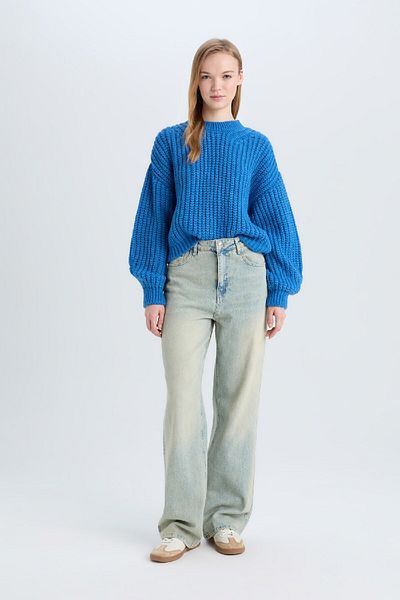 DeFacto Pulover Coool Oversize Wide Fit Crew Deck Tricot V1811az24cw
