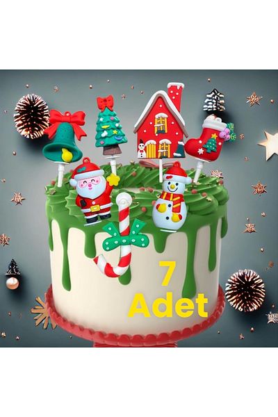 equry Set of 7 3D Silicone Christmas Cake Decorations