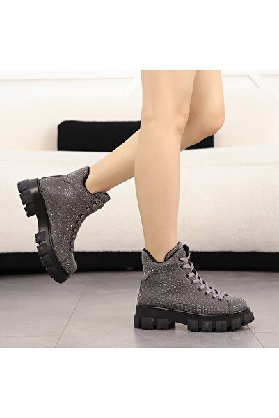 Cananın Pabuçları MDN 441 Taş Baskılı Bağcıklı Bot