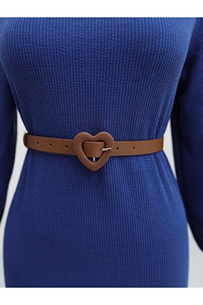 Modamorfo Žebrované šaty s rolákem – indigo