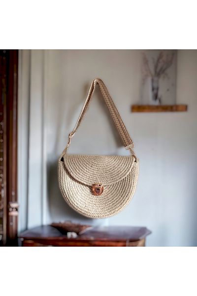HandmadeSNM Geantă de umăr 100% lucrată manual, geantă de umăr, geantă Half Moon