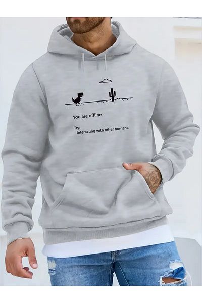 Pink Sky Φούτερ με κουκούλα σε γκρι Oversize - Φούτερ με στάμπα
