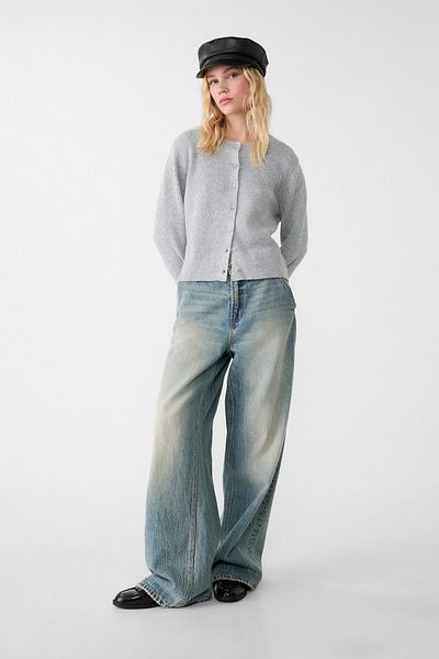 Stradivarius Knitwear Cardigan with Buttons and Twill