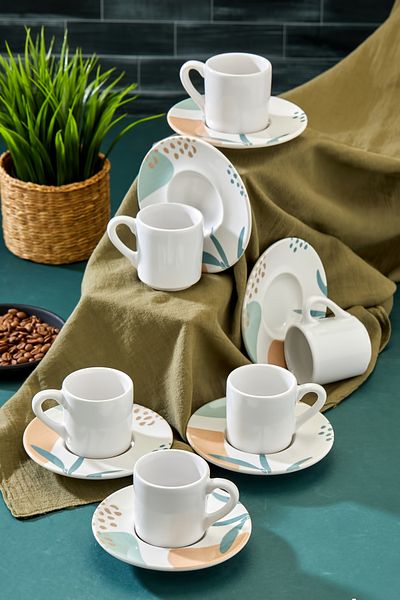 Babion Plump Soft Lux Ceramic Coffee Cup Set, Green Coffee Cup