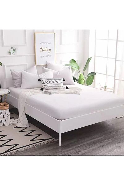 MODELHOME Cotton Towel Fabric Elastic Sheet (Single / Double / Large Size)
