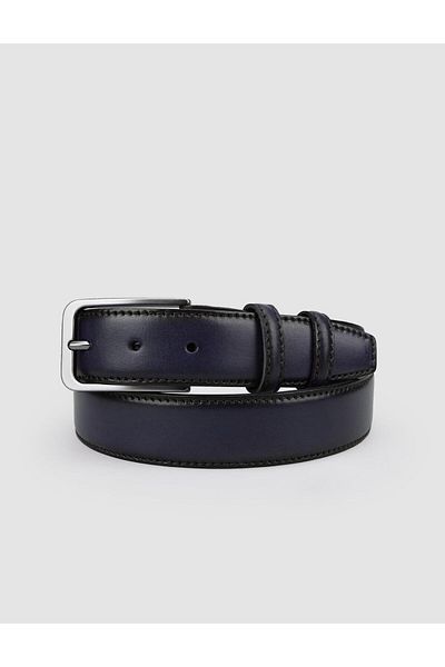 Cabani 100% Genuine Leather Navy Blue 3.5 cm Men's Casual Belt