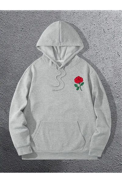 Pink Sky Gray Oversize Hooded Sweatshirt - Printed Hoodie