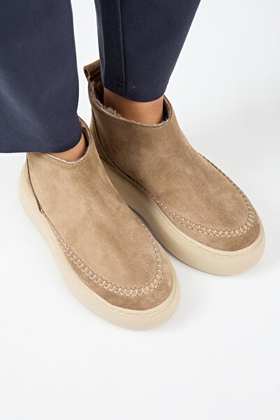 Manijero (Carolina) Γυναικείες μπότες Mini Mink με γούνα εσωτερικά από γνήσιο δέρμα