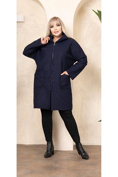 MODASTRO Plus Size Hooded Seasonal Boucle Coat