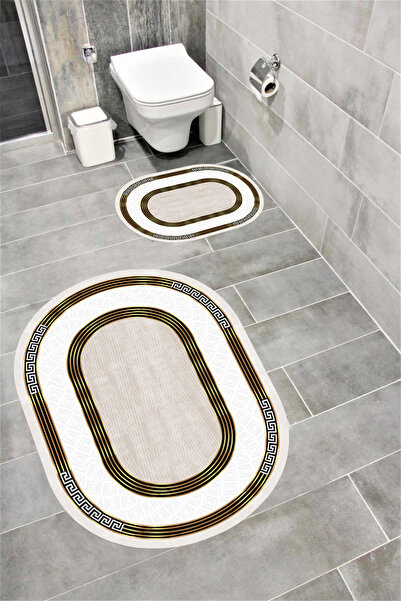 Bordo Halı مجموعة سجادة حمام مزخرفة مملوءة بالإسفنج ناعمة ماصة للماء وقابلة ل...