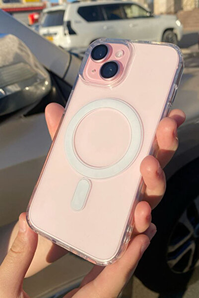 shoptocase iPhone 15/14/13 Uyumlu Kablosuz Şarj Destekli MagSafe Şeffaf Telefon Kılıfı