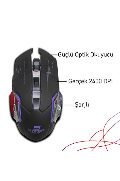 Steep Solid ST-13S Kablolusuz - Wiriless Şarjlı RGB Gaming Oyuncu Mouse