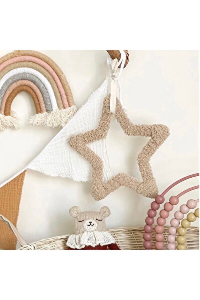 afralya home 1 Adet Yıldız Dekoratif Çocuk Odası Aksesuarı, Kuzum Ipli Askılı...