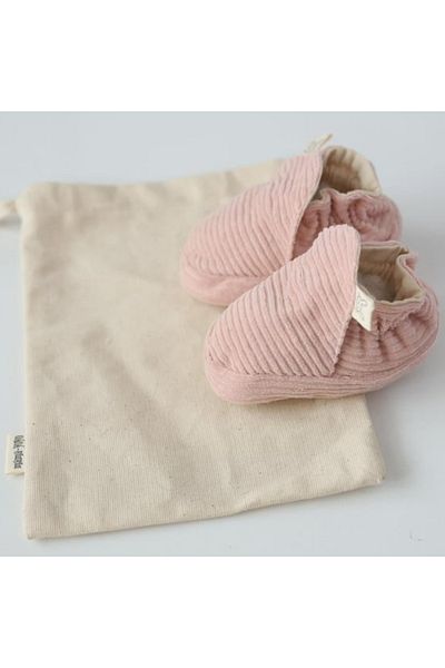Mama Yoyo Baby&Kids Velvet Booties - Πούδρα - Αντιολισθητική σόλα