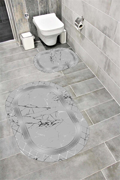 Bordo Halı مجموعة سجادة حمام مزخرفة مملوءة بالإسفنج ناعمة ماصة للماء وقابلة ل...