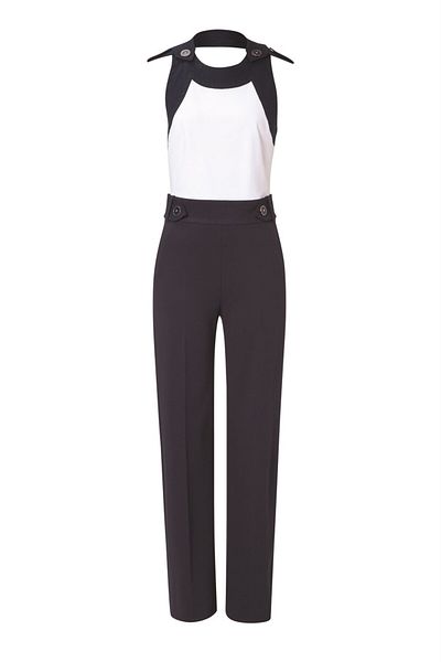 Escada Sport Button Detailed Backless Sleeveless Navy Blue Jumpsuit