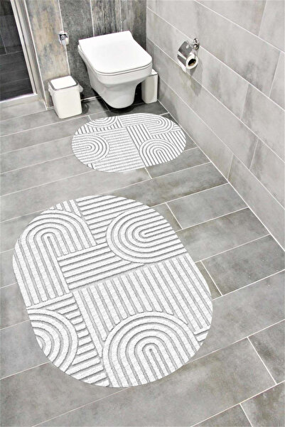 Bordo Halı Set de covorașe de baie decorative lavabile, umplute cu burete, mo...