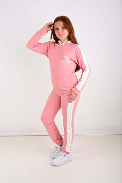 vitmo Kız Çocuk Pamuklu Kapüşonlu Eşofman Takımı Run Too Far