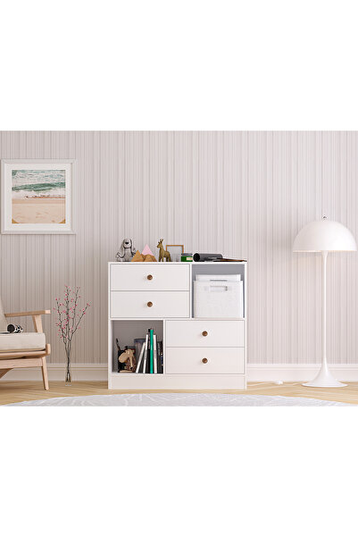 Rabi Elif Modern 4 Çekmeceli 2 Raflı Şifonyer