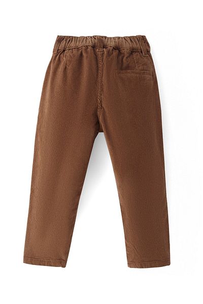 Pine kids Velvet Woven Full Length Trousers With Solid Color - Brown