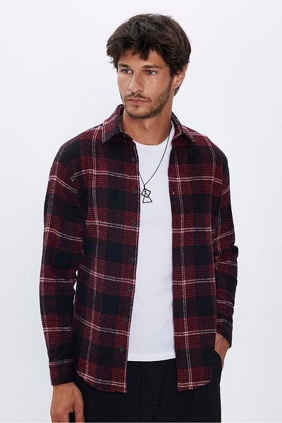 Tudors Unisex Slim Fit Slim Fit μακρυμάνικο καρό χειμερινό πουκάμισο ξυλοκόπο
