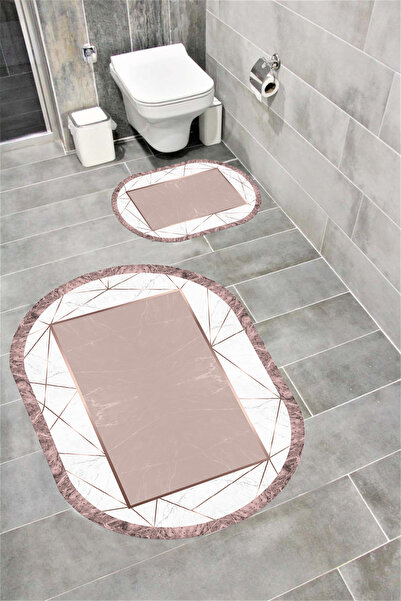 Bordo Halı مجموعة سجادة حمام مزخرفة ماصة للماء وناعمة وغير قابلة للانزلاق ومم...