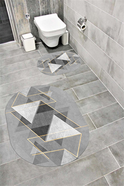 Bordo Halı مجموعة سجادة حمام مزخرفة مملوءة بالإسفنج وناعمة ماصة للماء وقابلة ...