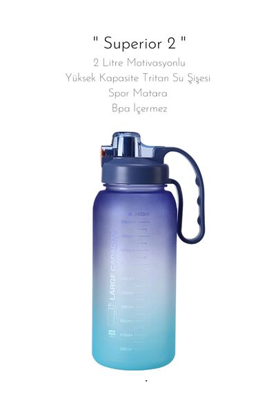 fitmart '' Superior 2'' 2 Liter Motivated High Capacity Tritan Water Bottle Sports Flask - Bpa Free