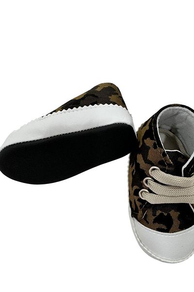 Esterella Leopard Pattern Baby Shoes/ Lace-Up Soft Non-Slip Sole Moccasin/ First Step Baby Shoes