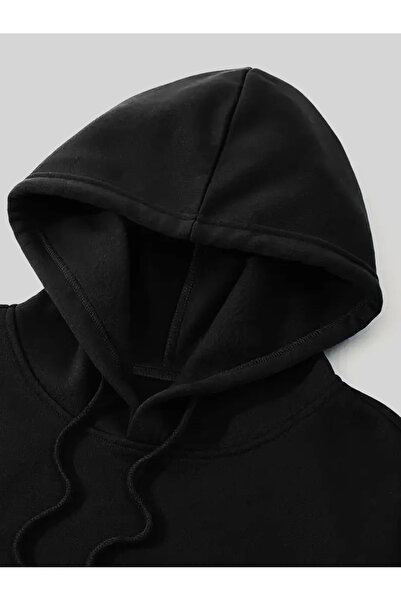 HOFFNUNG με τύπωμα μαύρο φούτερ με κουκούλα oversized