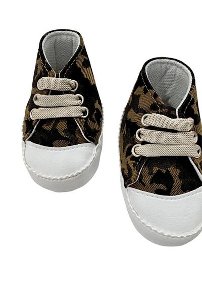 Esterella Leopard Pattern Baby Shoes/ Lace-Up Soft Non-Slip Sole Moccasin/ First Step Baby Shoes