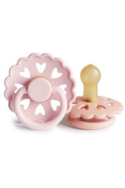 Frigg Fairytale Double Rubber Pacifier - White Lilac/Pretty in Peach 0-6 Months