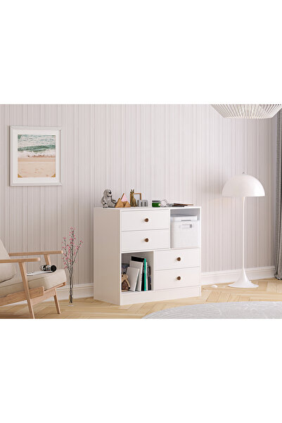 Rabi Elif Modern 4 Çekmeceli 2 Raflı Şifonyer